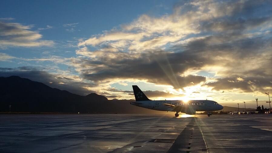 silhouette airplane dawn