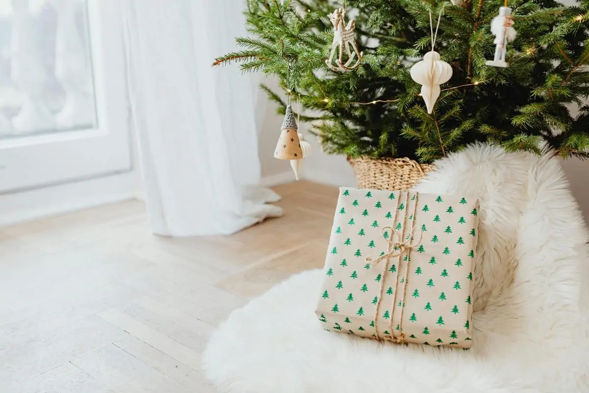 gift box under a christmas tree