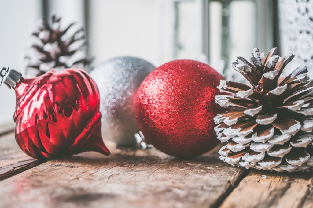 red and silver ornaments