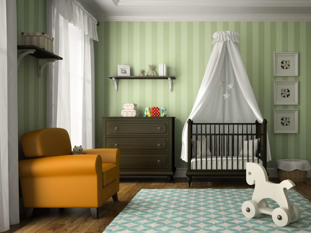 classic-children-room-with-green-stripes-wall