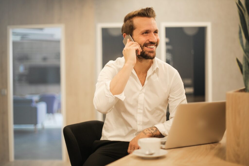 male chatting via phone