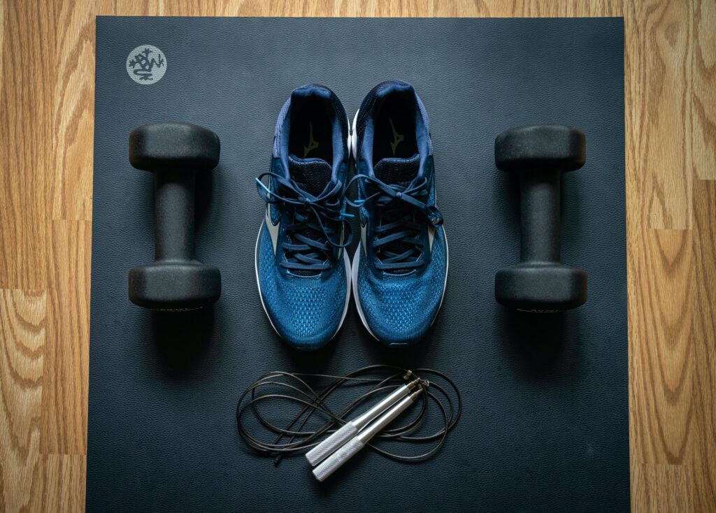 blue and black athletic shoes