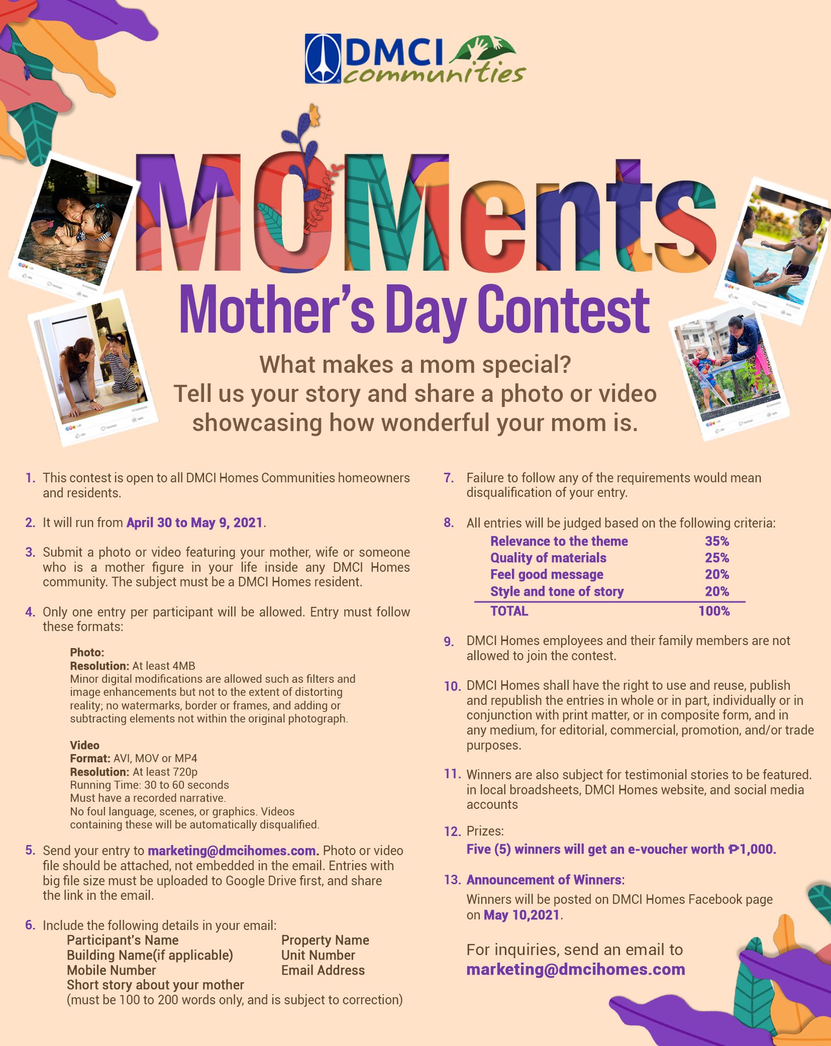 dmci communities Mother’s Day Contest 2021