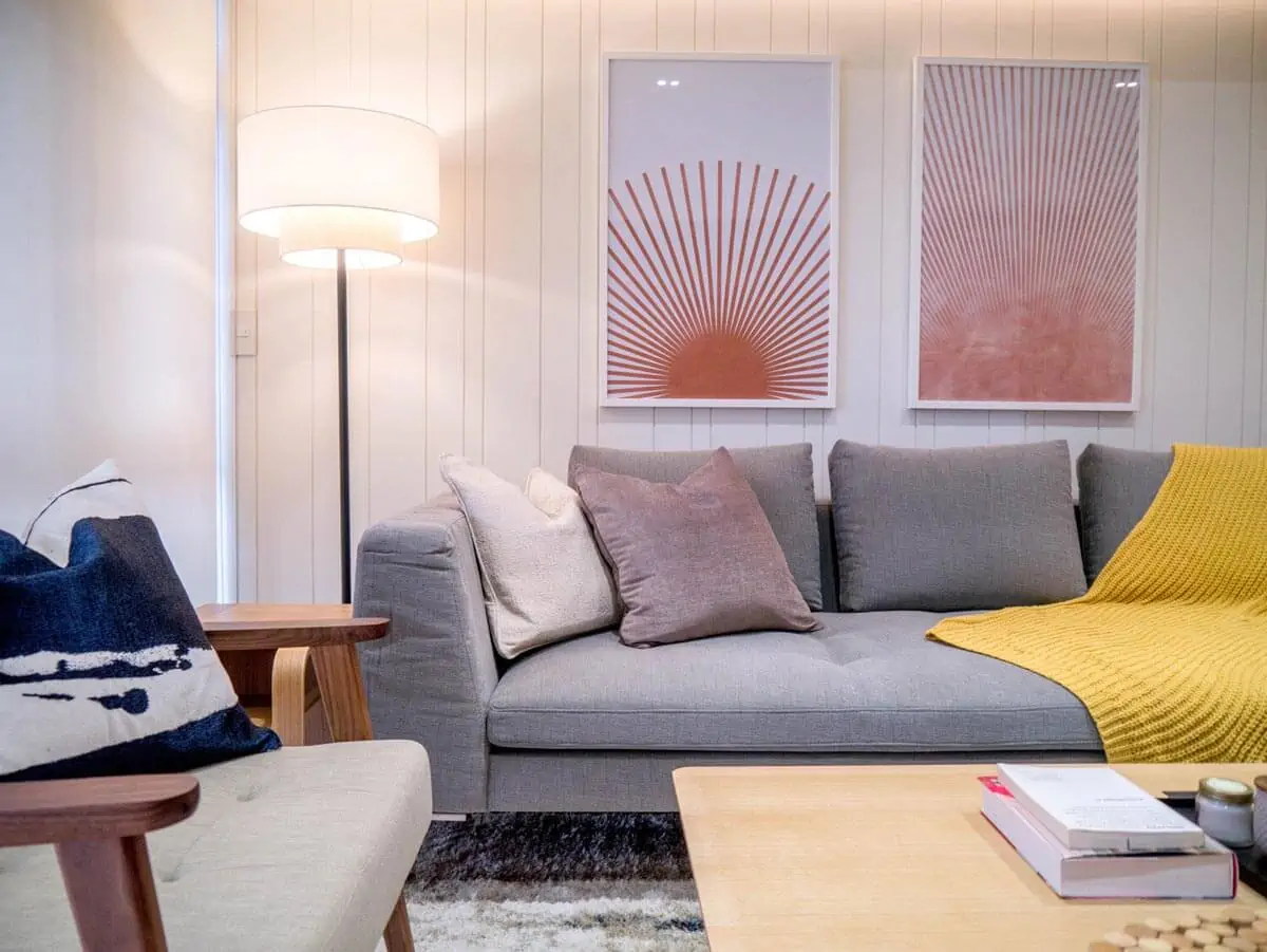 Art display above sofa