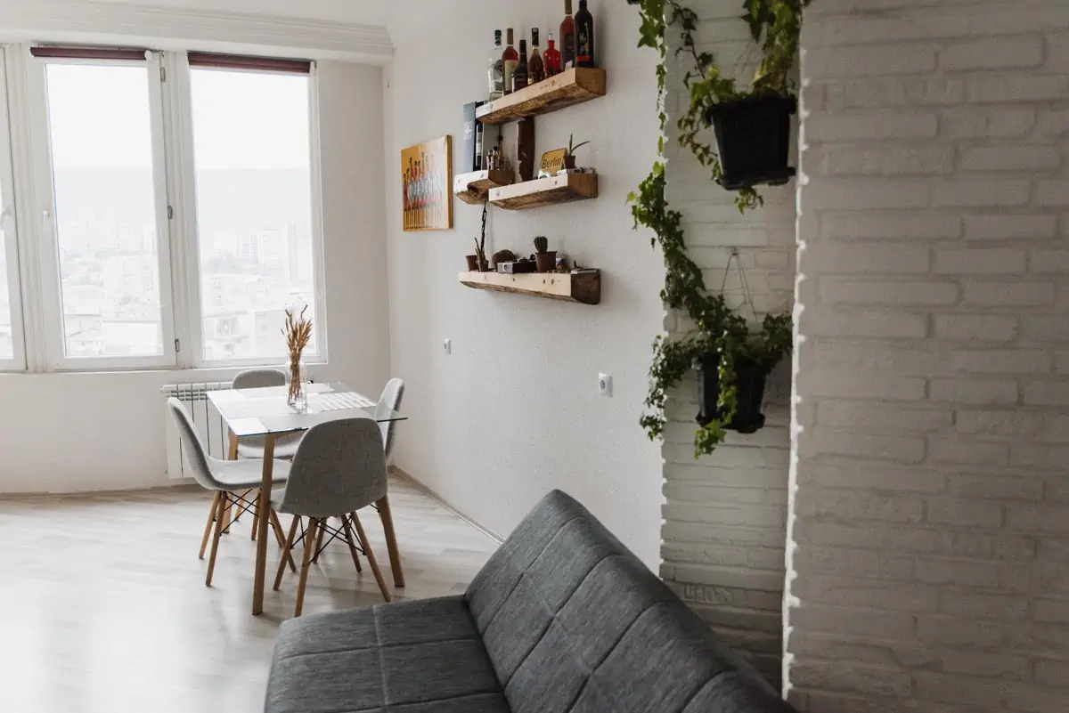 Dining Area Near a Gray Sofa