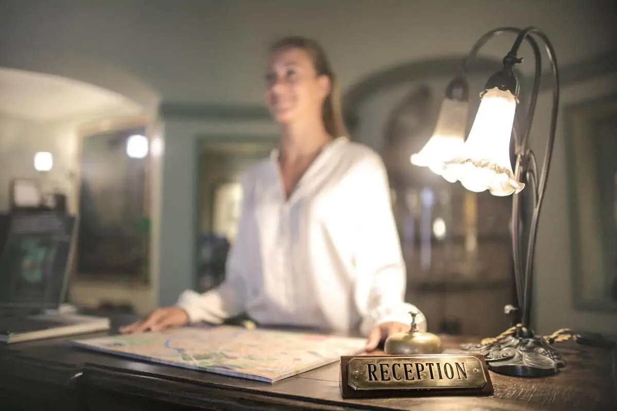 blurred receptionist
