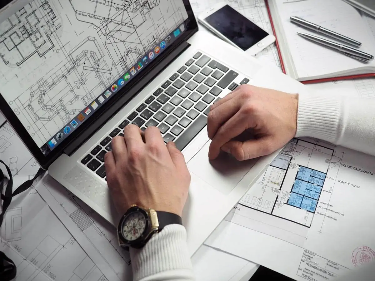 Construction plan in laptop