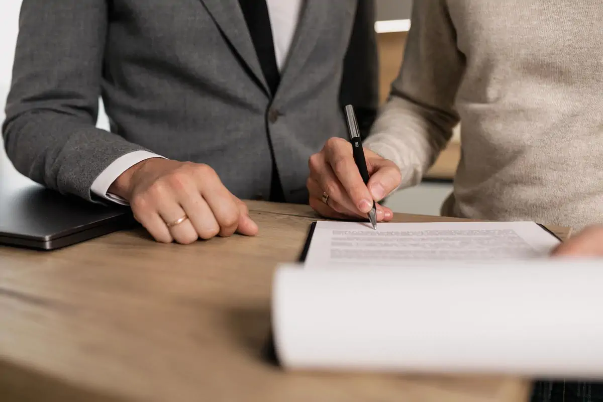 client signing document paper