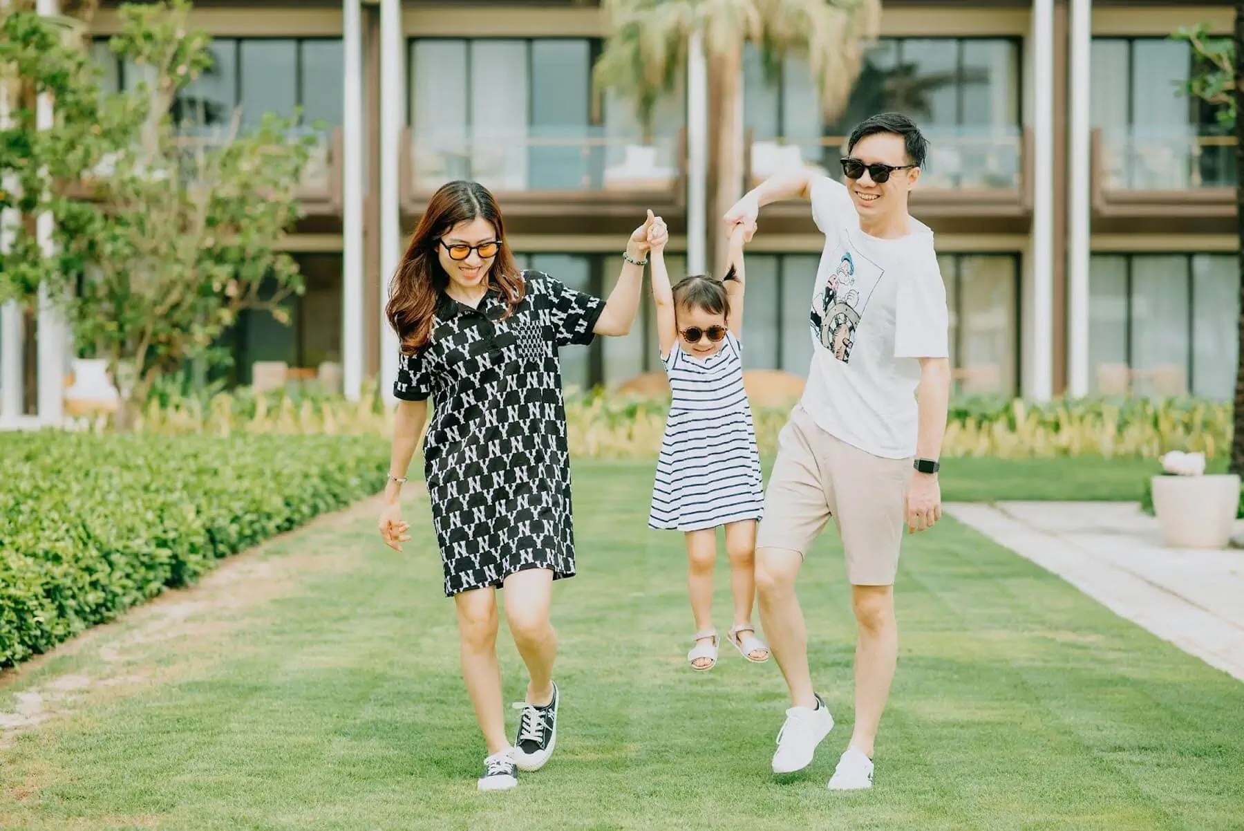 happy young family having fun on vacation