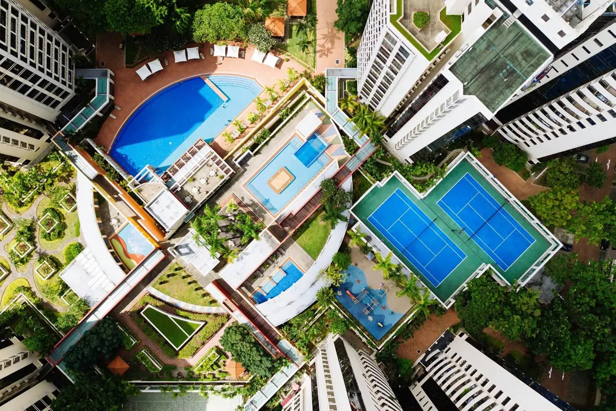birds eye view photography of buildings