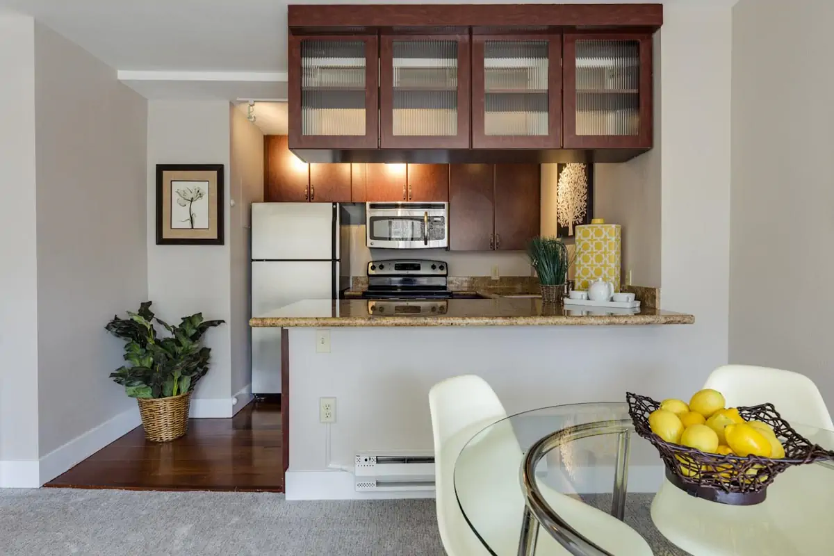 white and beige marble top table
